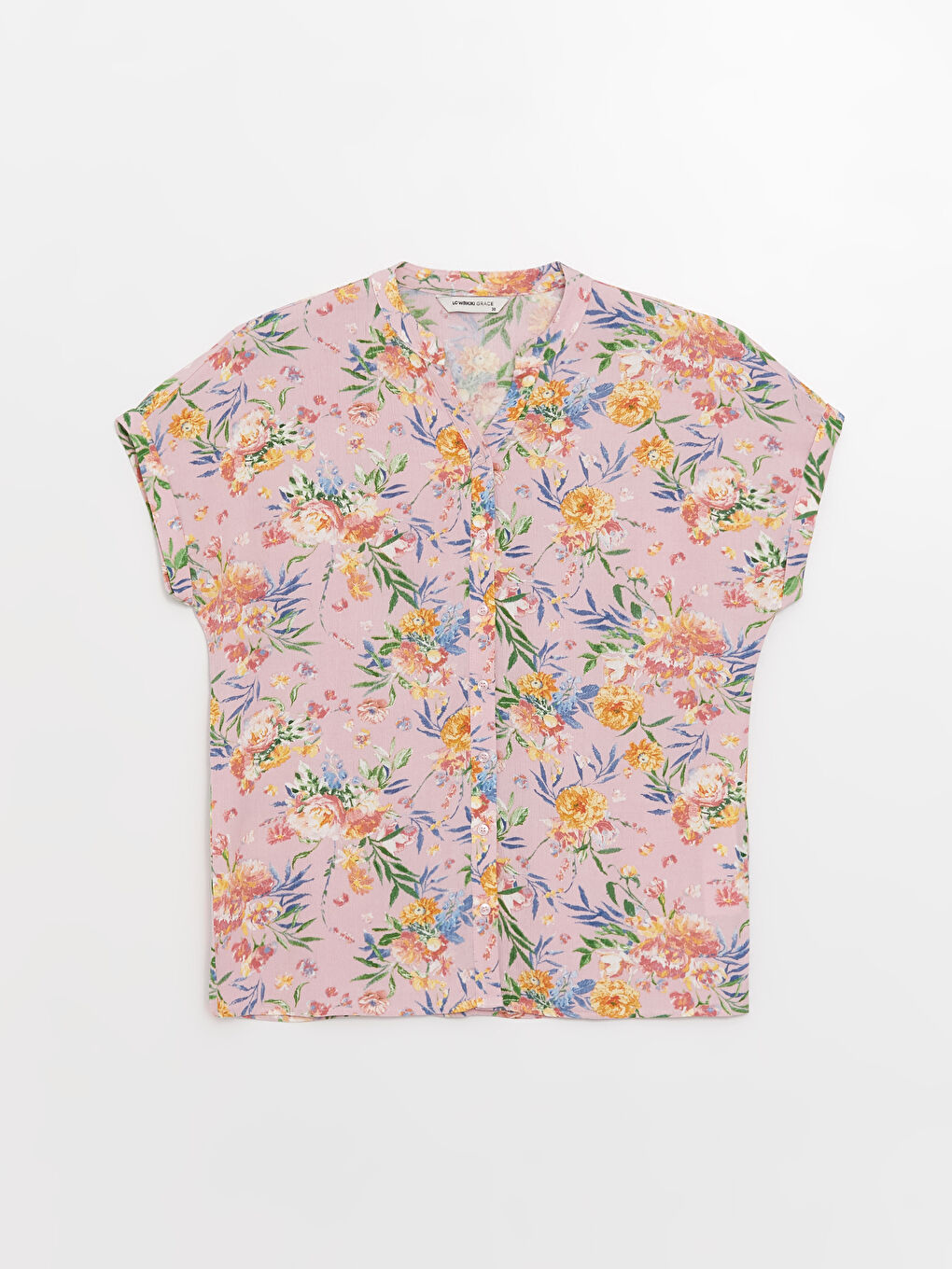 Women's Crew Neck Floral Short Sleeve Shirt -S3I081Z8-KTU