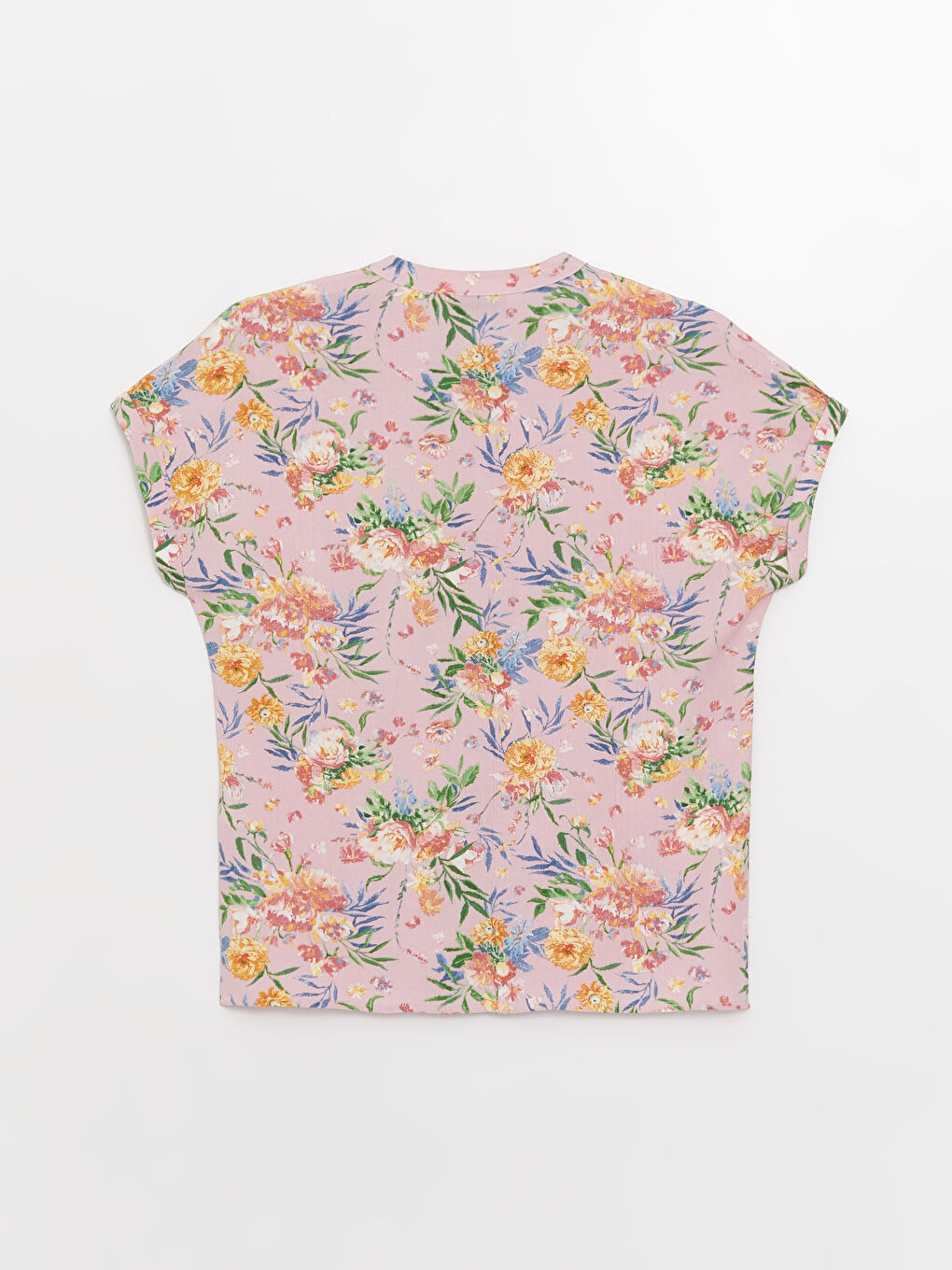 Women's Crew Neck Floral Short Sleeve Shirt -S3I081Z8-KTU