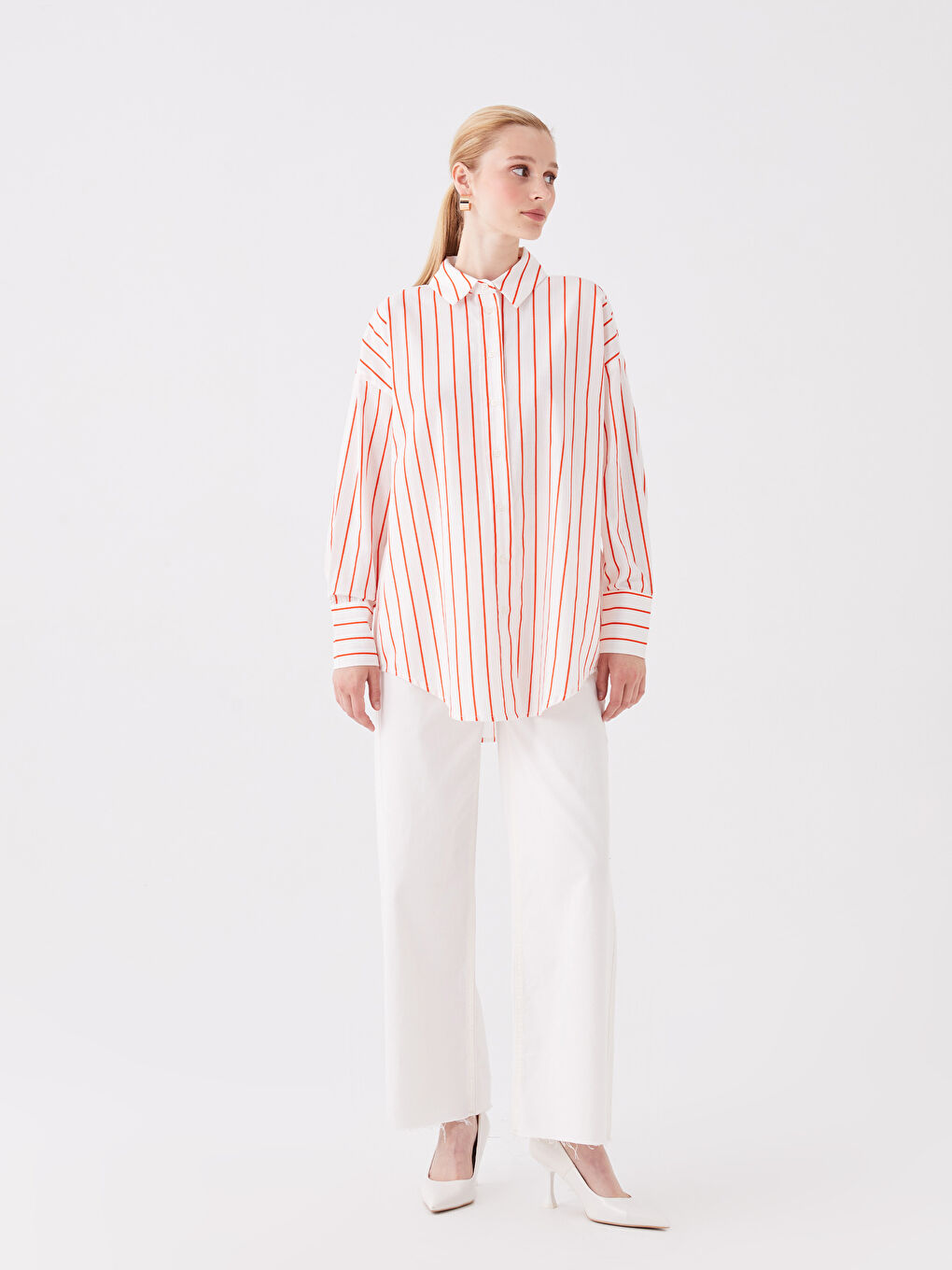 قميص تونيك مخطط أوفراسايز للسيدات-2