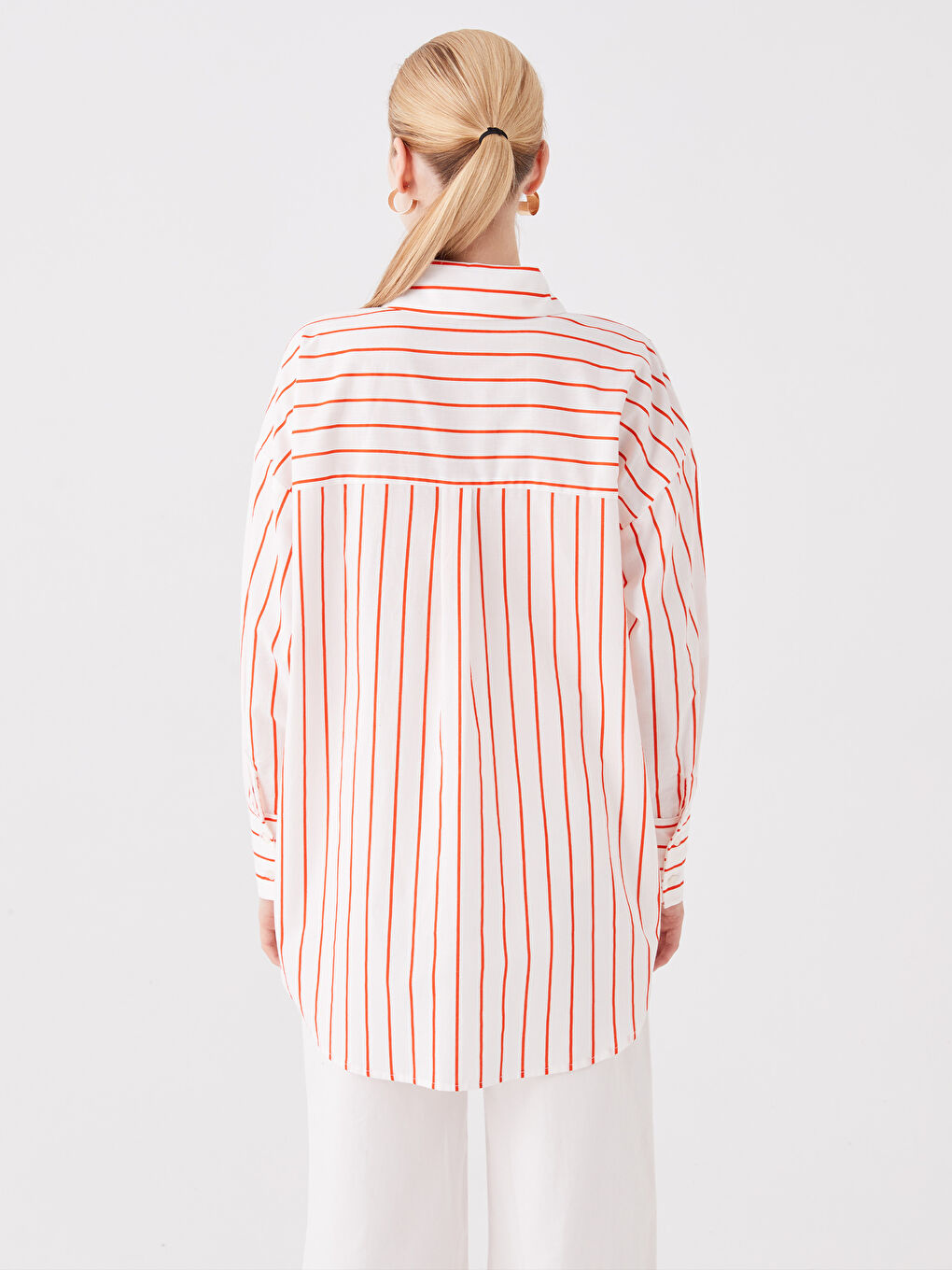 قميص تونيك مخطط أوفراسايز للسيدات-4