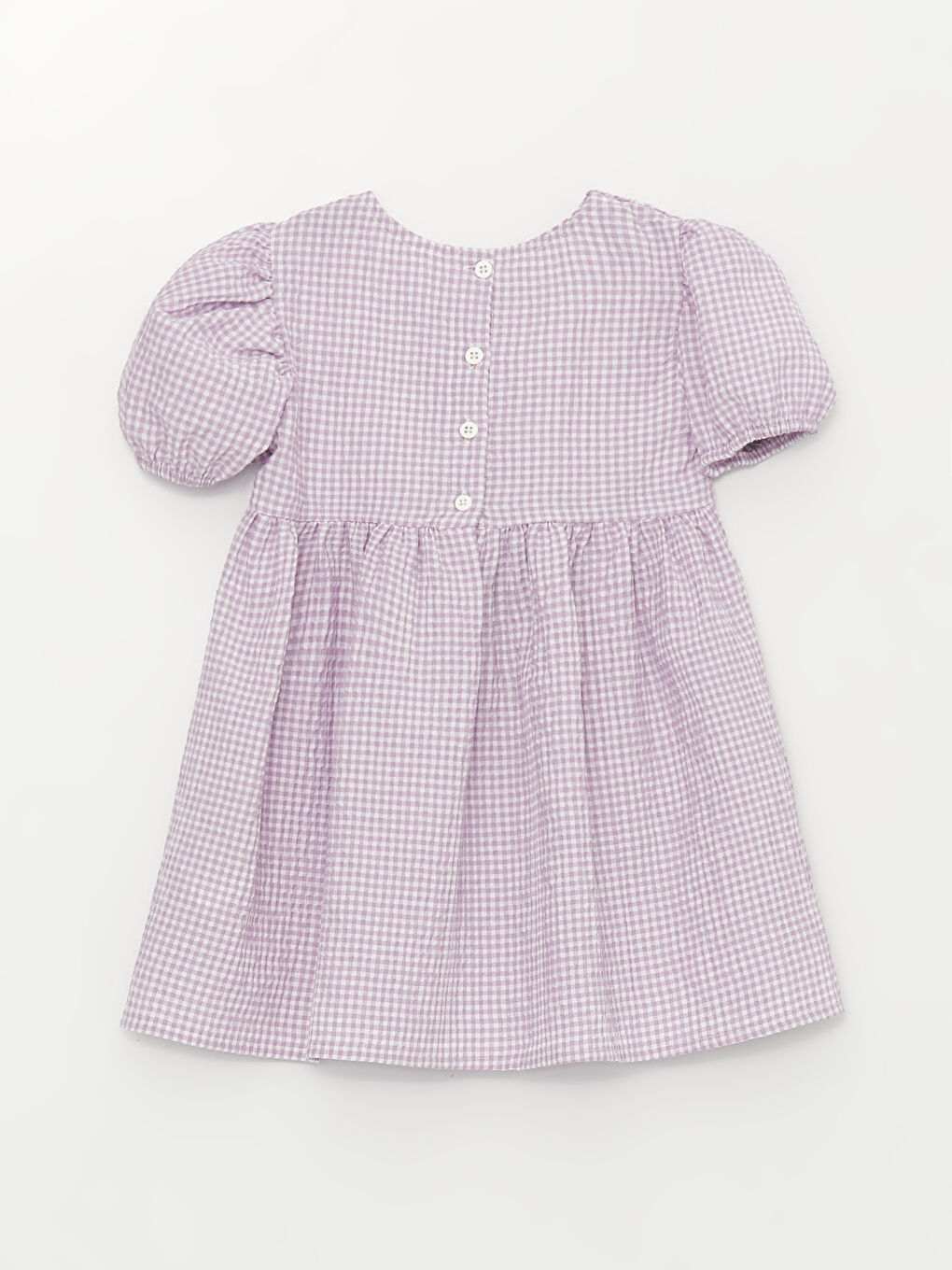LCW baby Bisiklet Yaka Kısa Kollu Ekose Desenli Kız Bebek Elbise -S3I123Z1-LN0