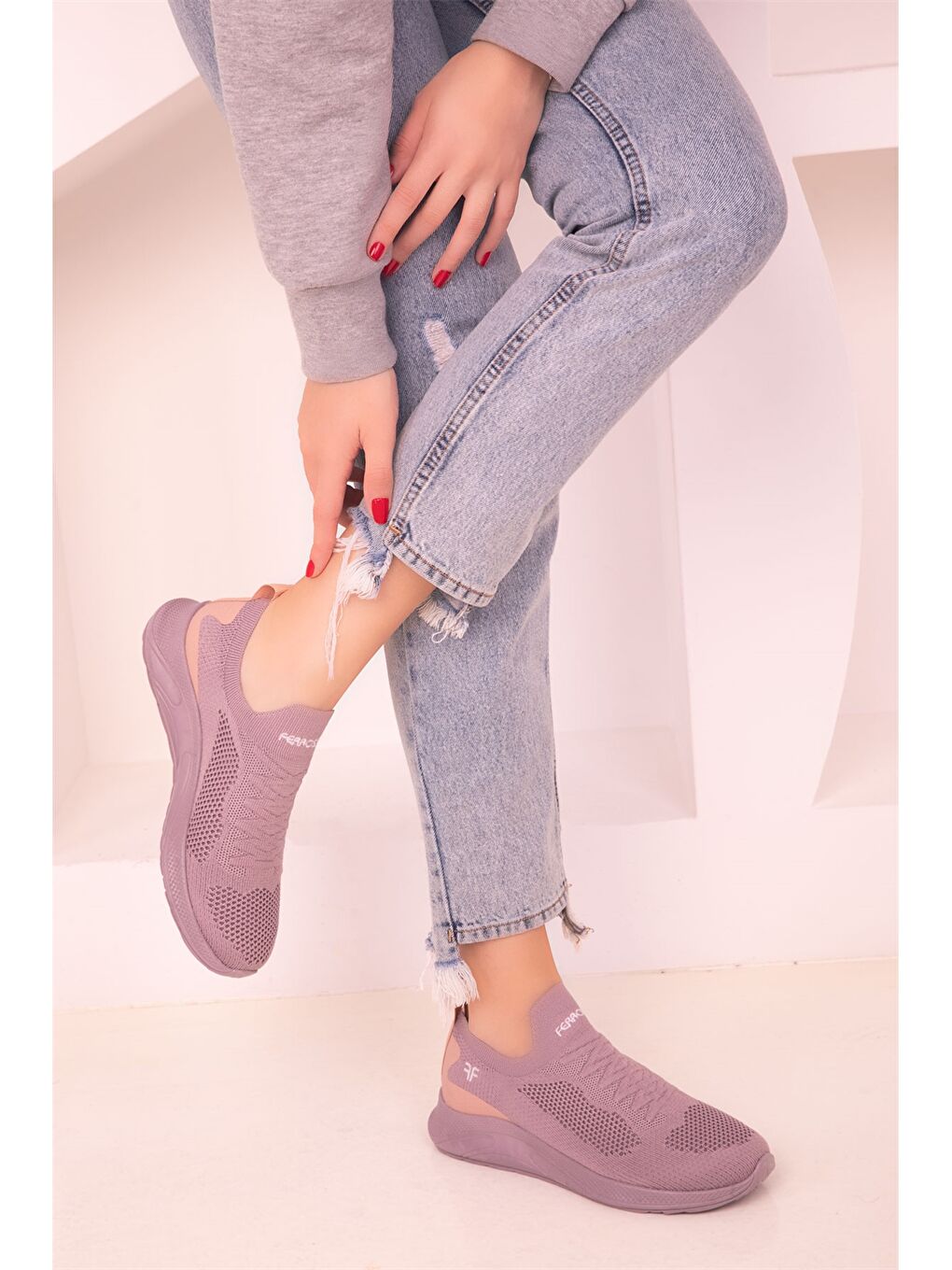 Turuncu File Detaylı Kadın Spor Ayakkabı-2