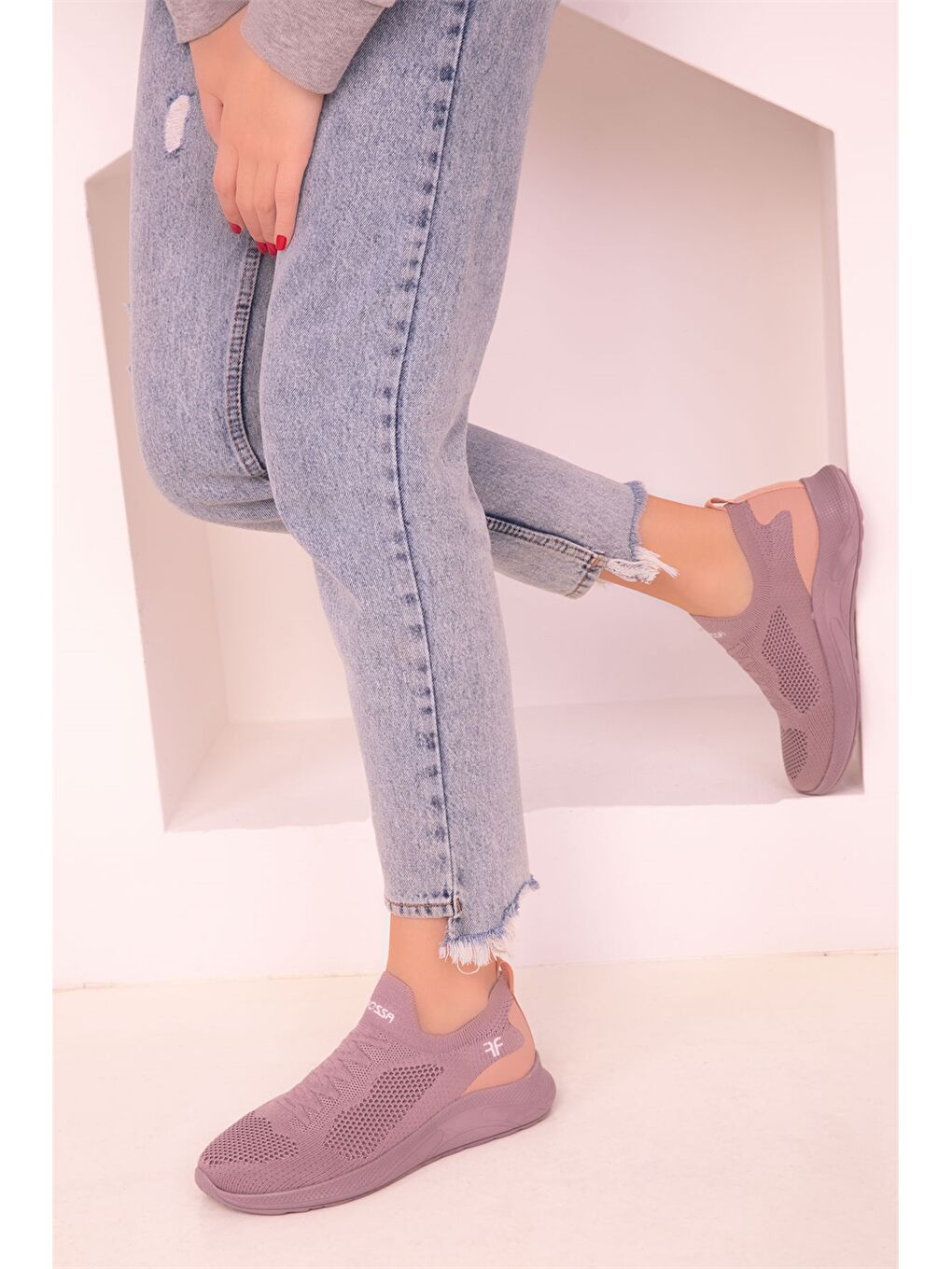 Turuncu File Detaylı Kadın Spor Ayakkabı-3