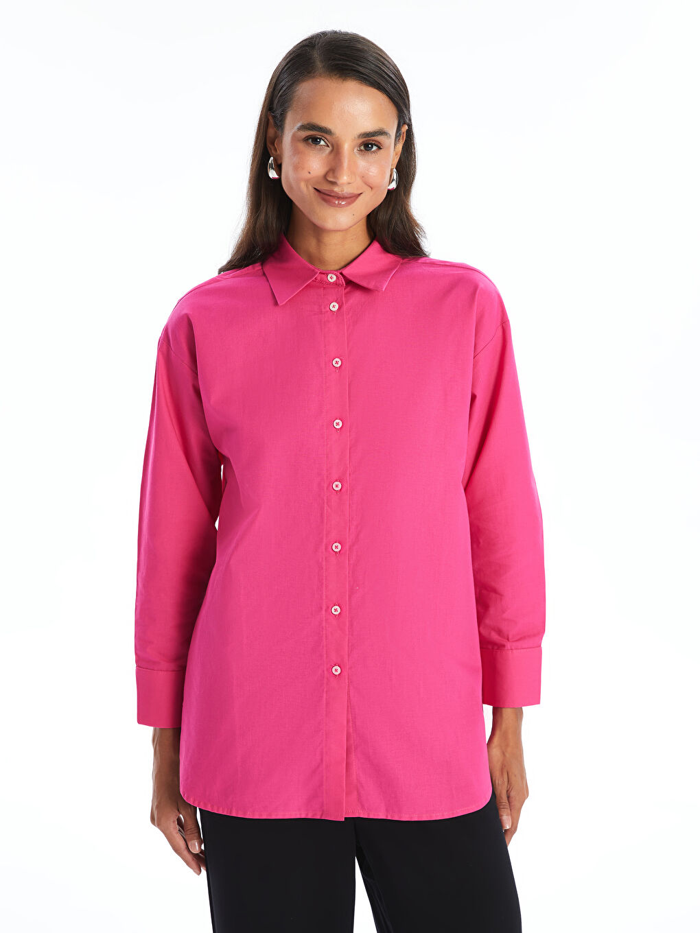 Plain Long Sleeve Oversize Women's Shirt Tunic
