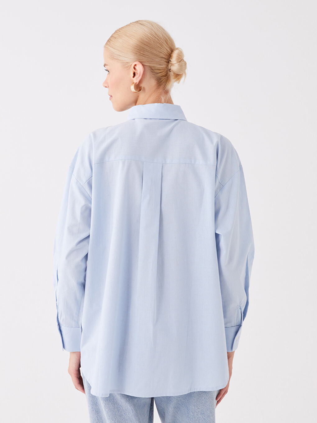 Plain Long Sleeve Oversize Women's Shirt Tunic-4