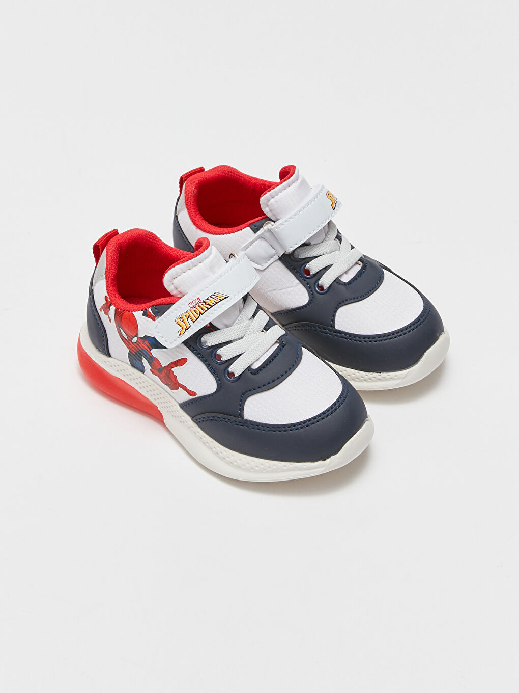 Beyaz Spiderman Lisanslı Cırt Cırtlı Işıklı Erkek Çocuk Spor Ayakkabı