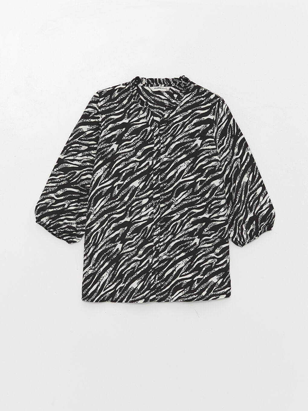 Siyah Kaçık Yaka Desenli Kadın Bluz-5