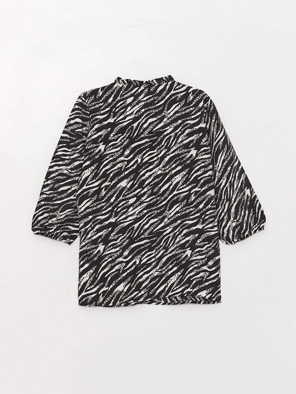 Siyah Kaçık Yaka Desenli Kadın Bluz-6