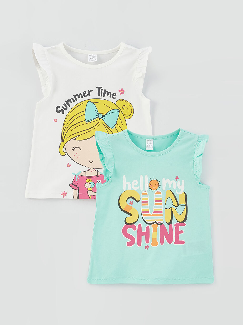 فيست مطبوع بياقة دائرية - بنات رضع - مجموعتين