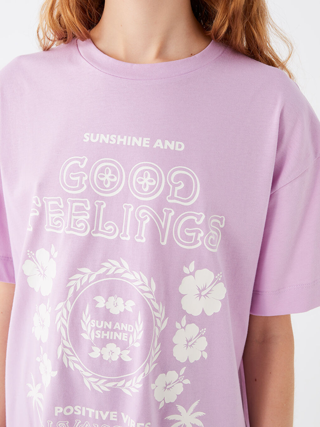 Crew Neck Printed Short Sleeve Oversize Women's Tunic-3