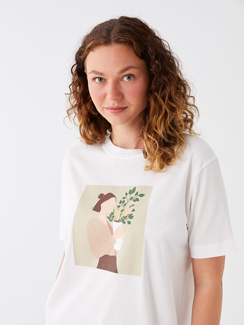 Crew Neck Printed Short Sleeve Oversize Women's Tunic-2