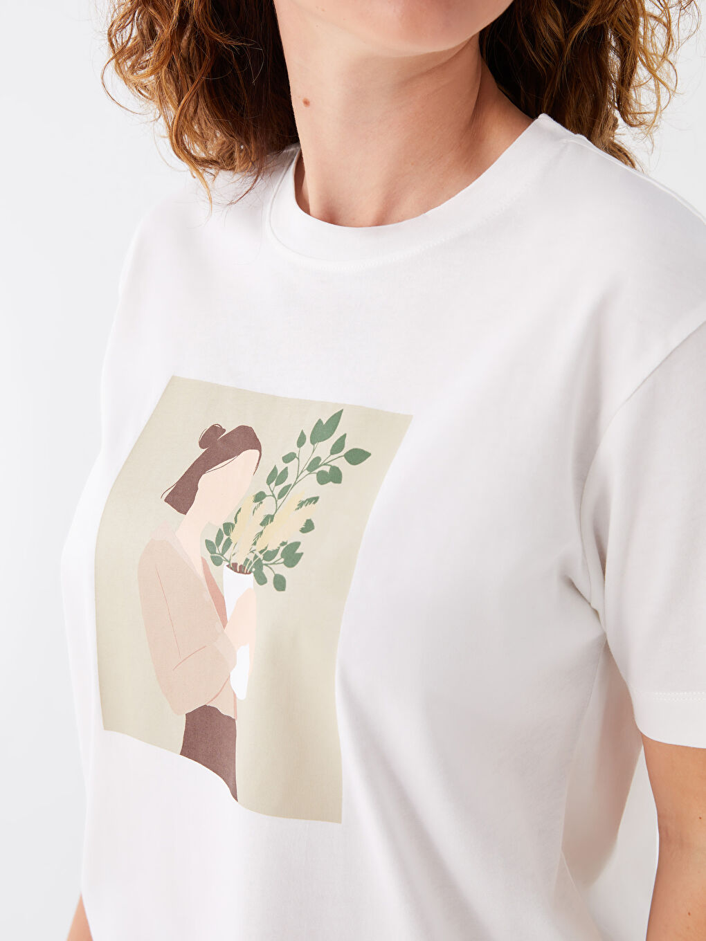 Crew Neck Printed Short Sleeve Oversize Women's Tunic-3