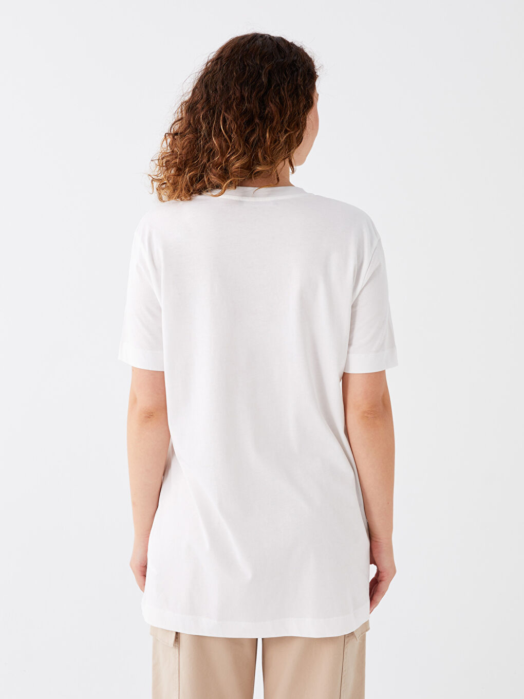 Crew Neck Printed Short Sleeve Oversize Women's Tunic-4