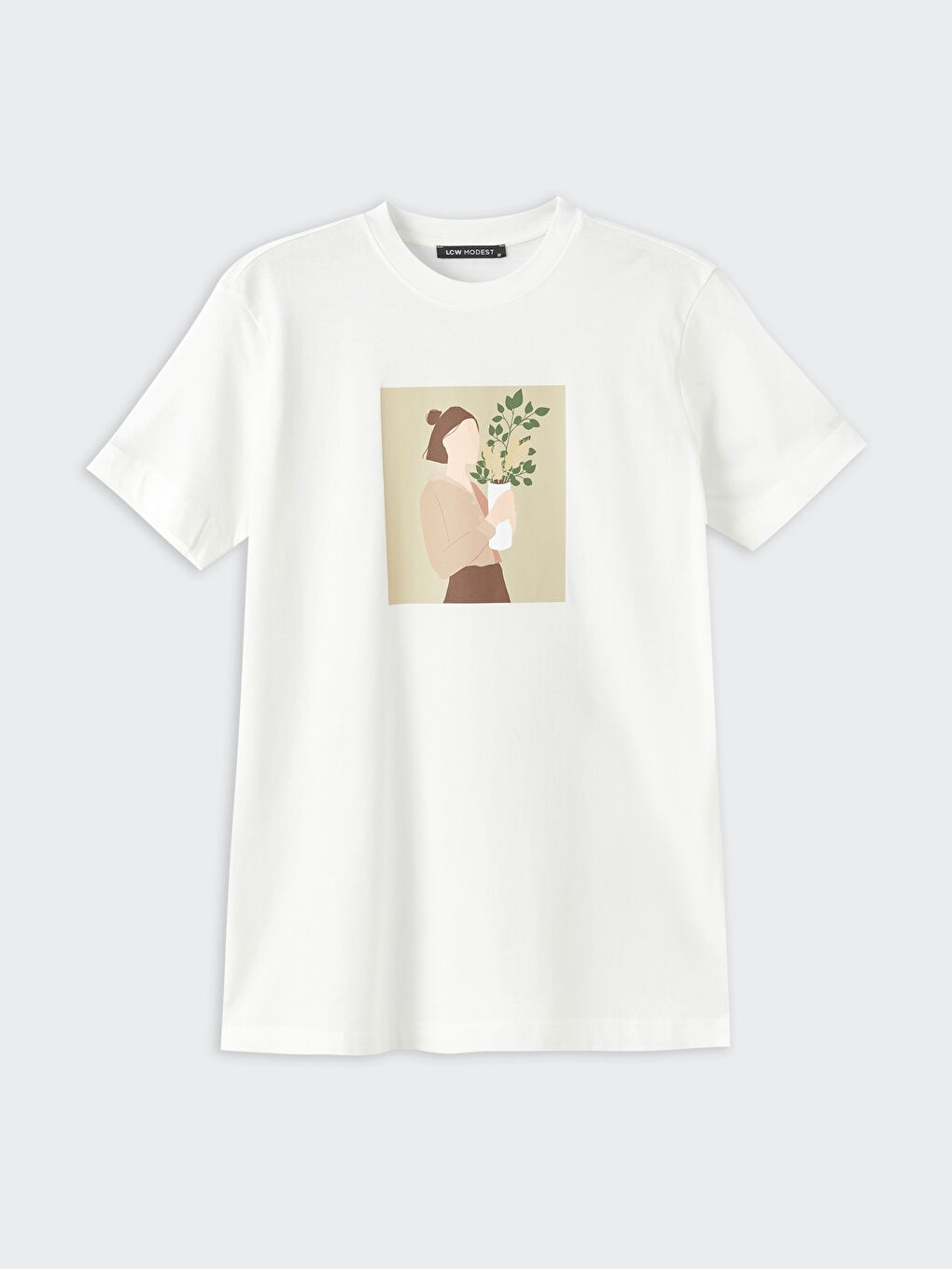 Crew Neck Printed Short Sleeve Oversize Women's Tunic-5