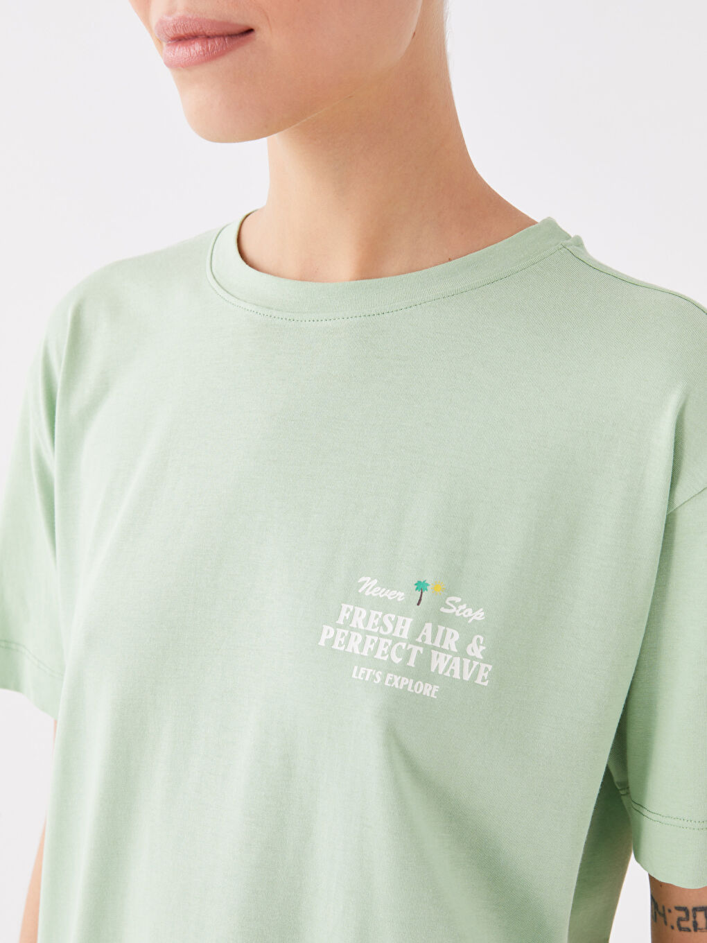 Tunique Pour Femmes Col Rond Imprimée Manches Courtes Surdimensionnée-3