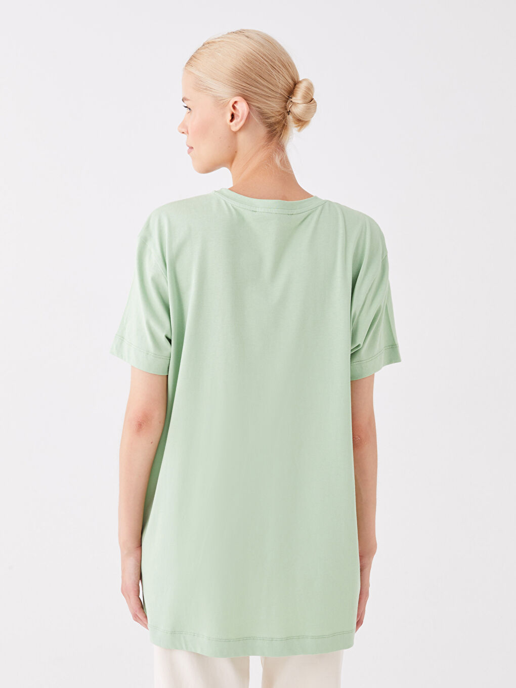 Tunique Pour Femmes Col Rond Imprimée Manches Courtes Surdimensionnée-4