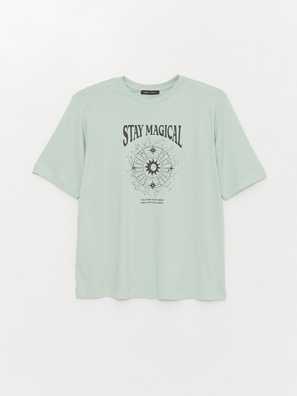 Yeşil Bisiklet Yaka Baskılı Kısa Kollu Oversize Kadın Tunik-5