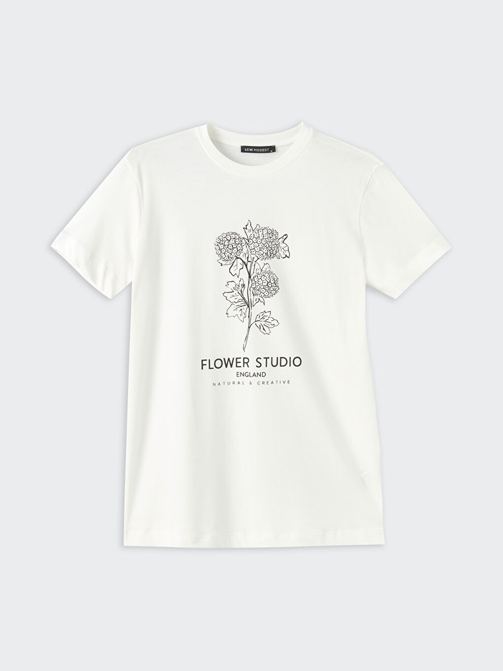 Ekru Bisiklet Yaka Baskılı Kısa Kollu Oversize Kadın Tunik-5