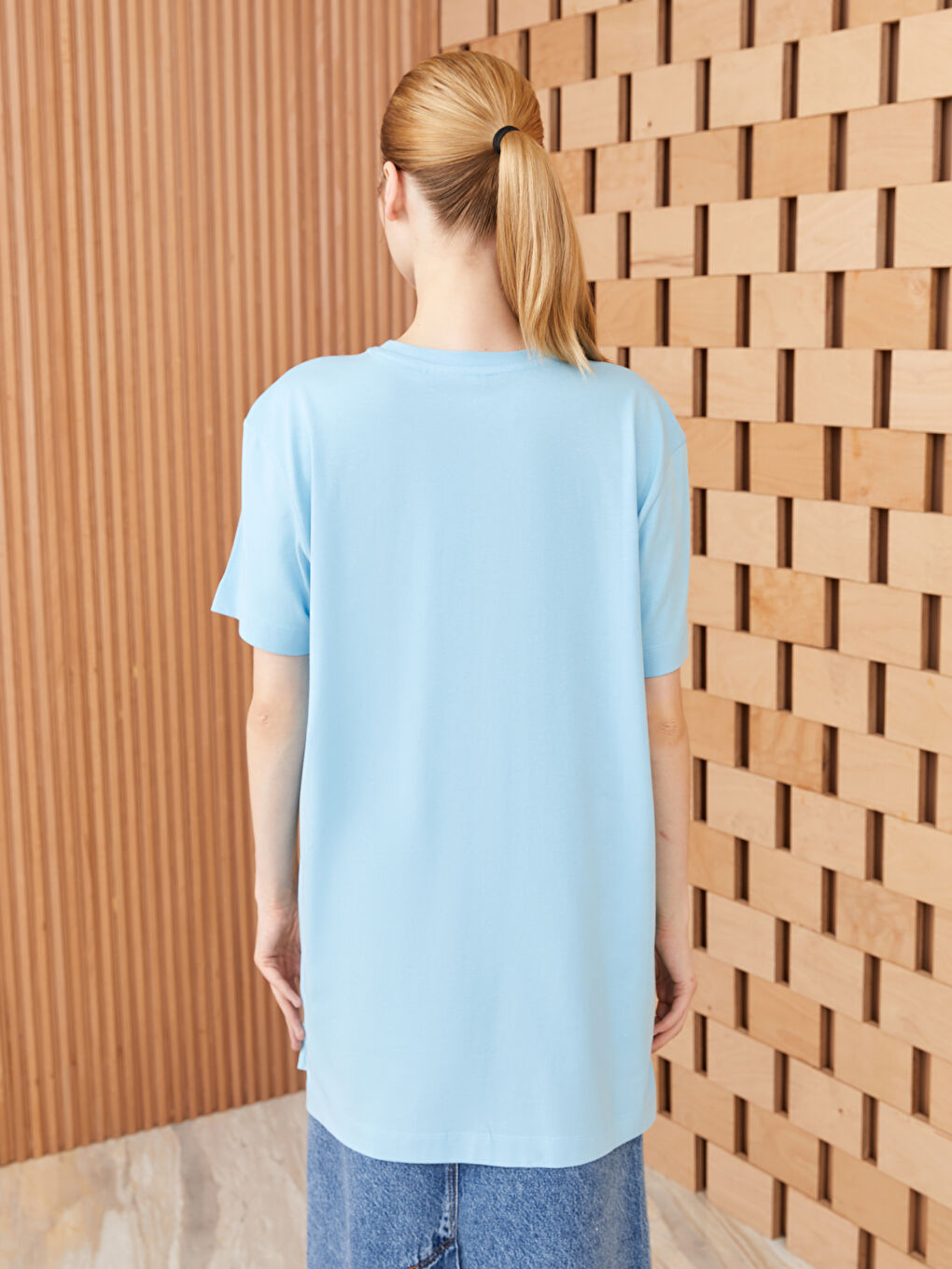 Crew Neck Plain Short Sleeve Oversize Women's Tunic-4