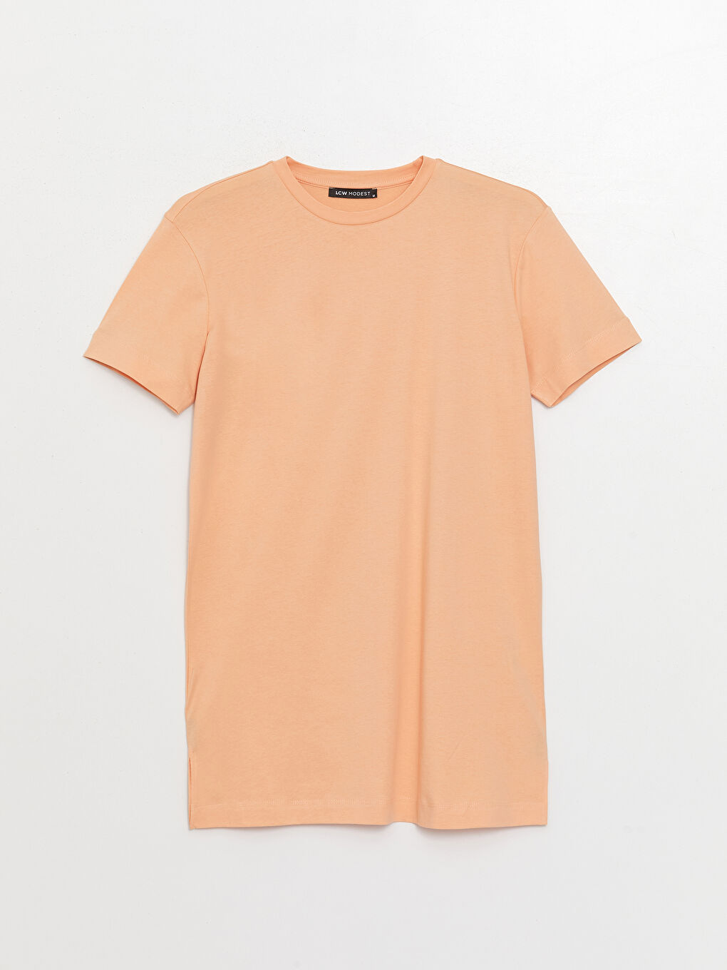 Crew Neck Plain Short Sleeve Oversize Women's Tunic-5