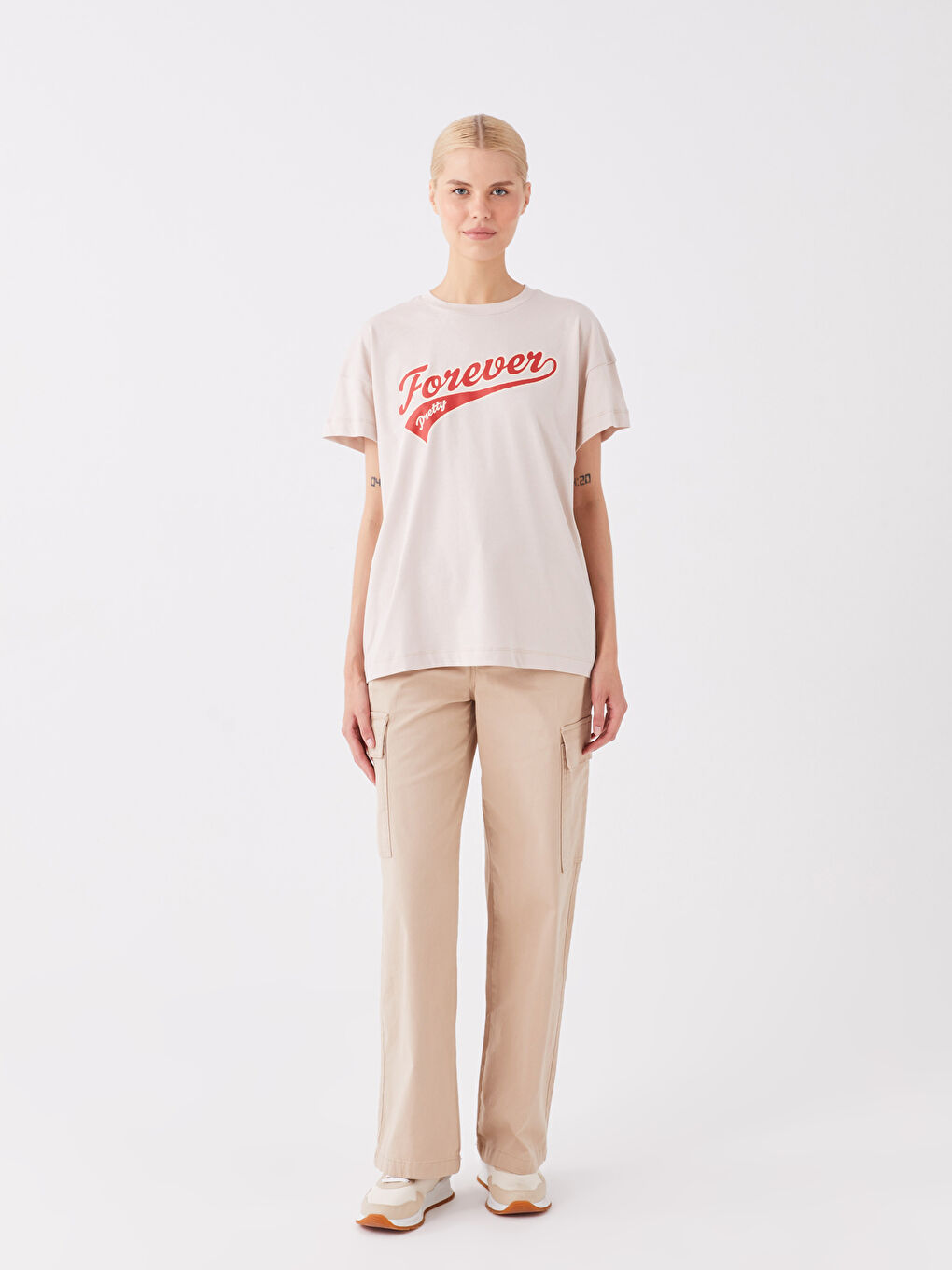 Crew Neck Printed Short Sleeve Oversize Women's Tunic-2