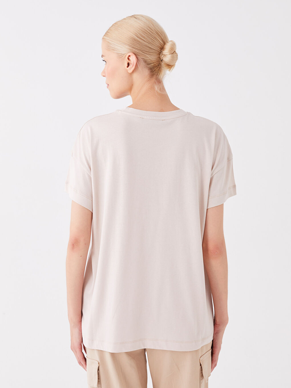 Crew Neck Printed Short Sleeve Oversize Women's Tunic-4