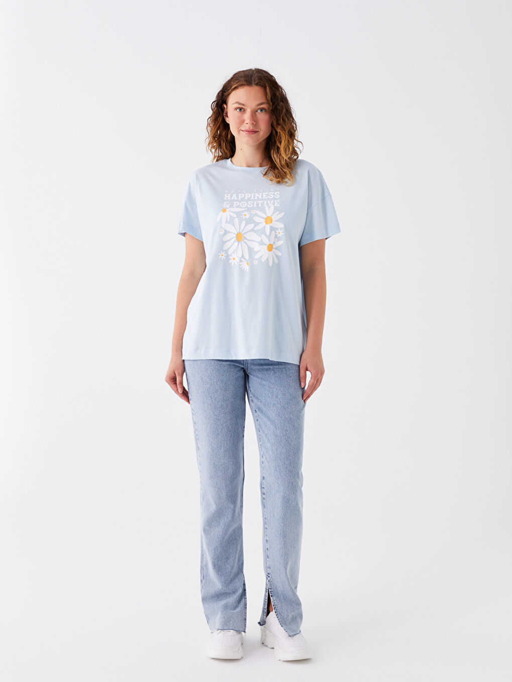 Crew Neck Printed Short Sleeve Oversize Women's Tunic-2