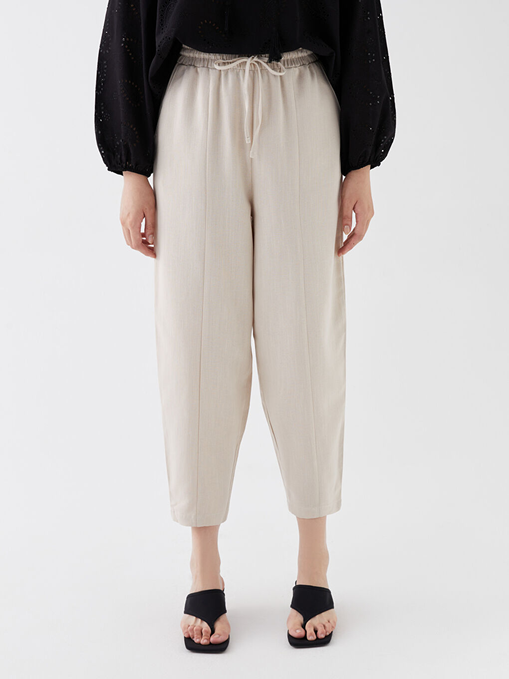 LCW Vision Pantalone od mešavine lana sa elastičnim strukom za žene -S3I211Z8-G1Y