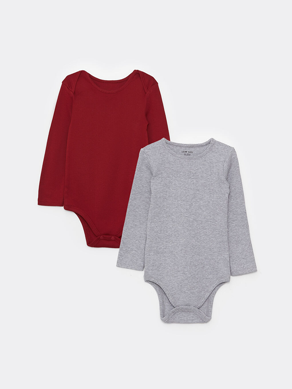 Crew Neck Long Sleeve Basic Baby Boy Snap Snap Bodysuit 2 Pack