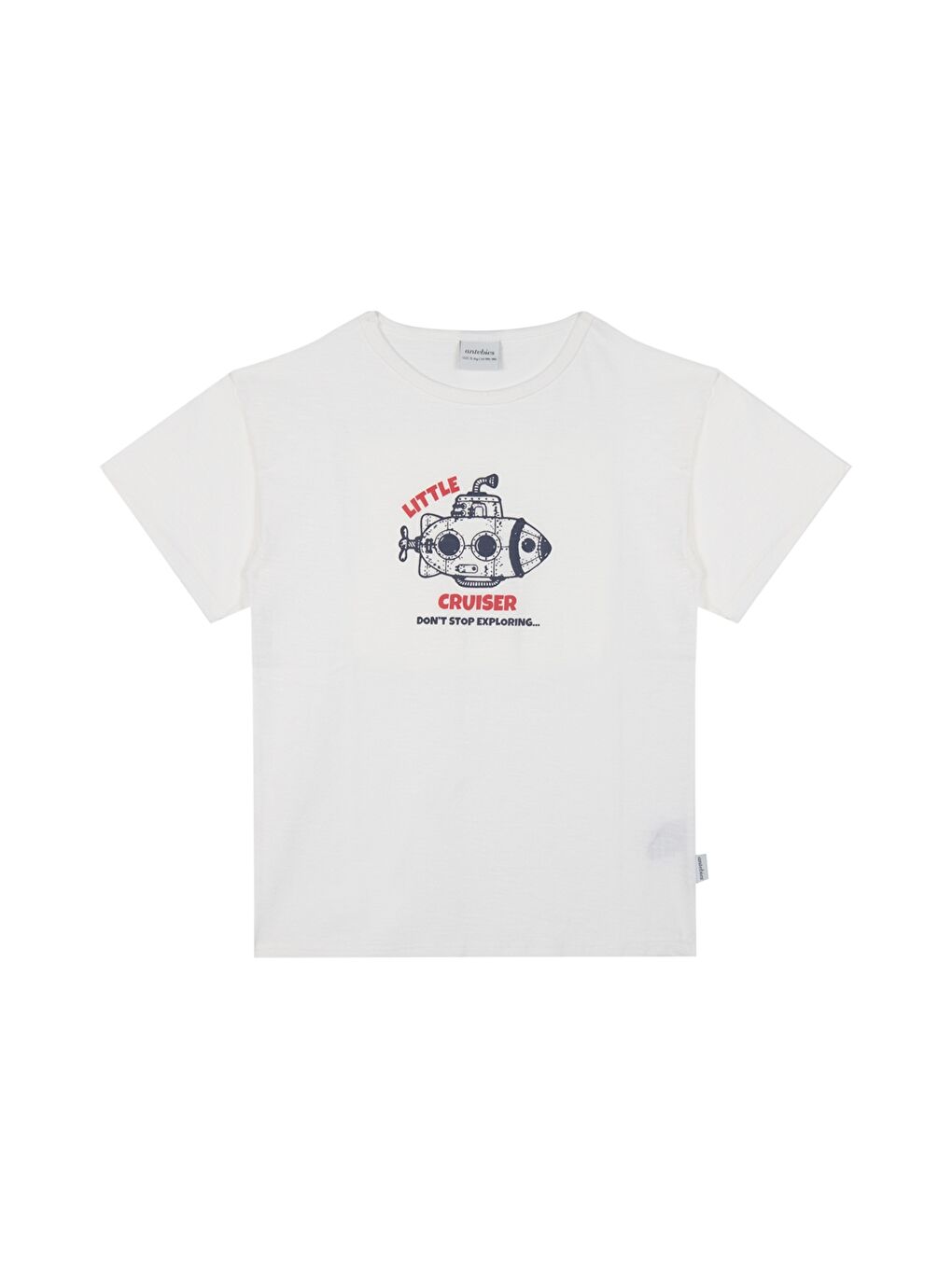 Lacivert Bisiklet Yaka Baskılı Kısa Kollu Erkek Çocuk Tişört