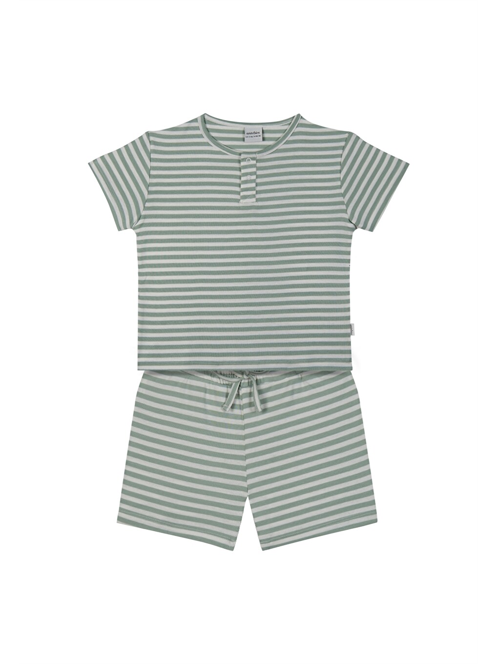 Mavi Bisiklet Yaka Çizgili Kısa Kollu Erkek Çocuk Şortlu Pijama Takımı