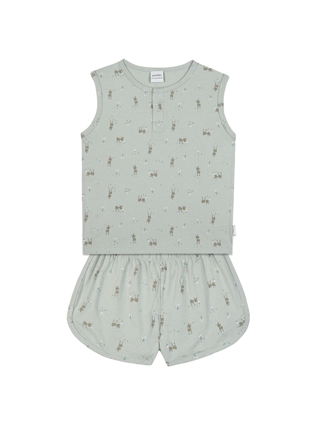 Yeşil Bisiklet Yaka Baskılı Kız Çocuk Şortlu Pijama Takımı