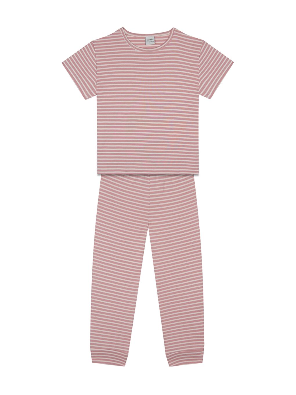 Pembe Bisiklet Yaka Çizgili Kısa Kollu Kız Çocuk Pijama Takımı