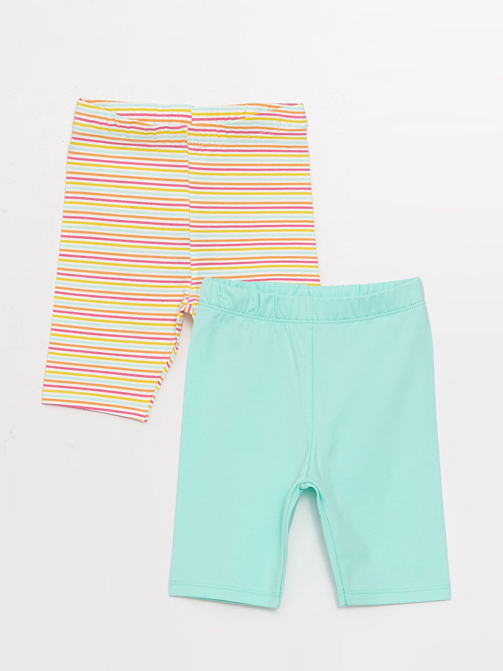 Sarı Beli Lastikli Kız Bebek Kısa Tayt 2'li