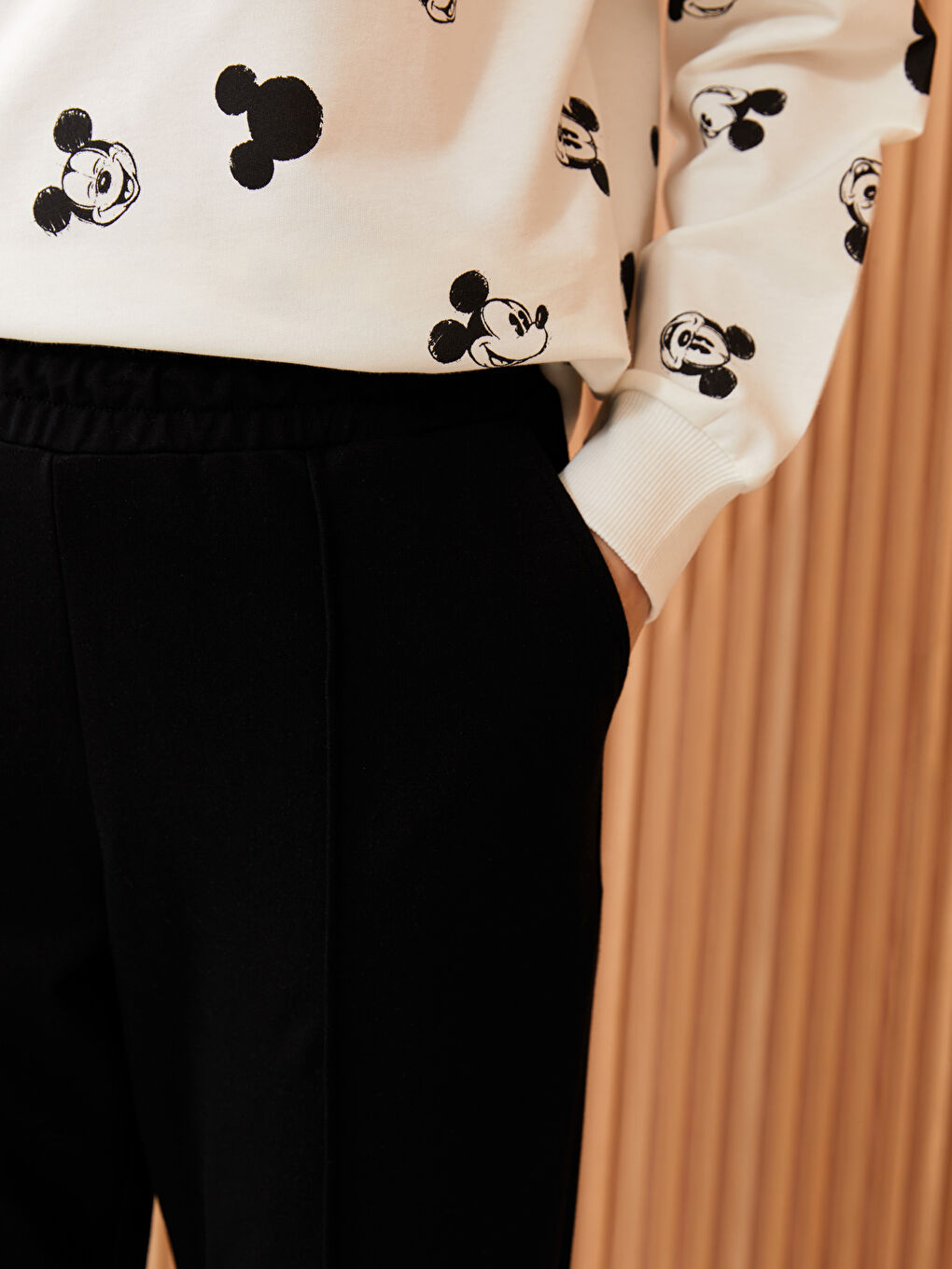 Siyah Kadın Beli Lastikli Düz Jogger Eşofman Altı-2