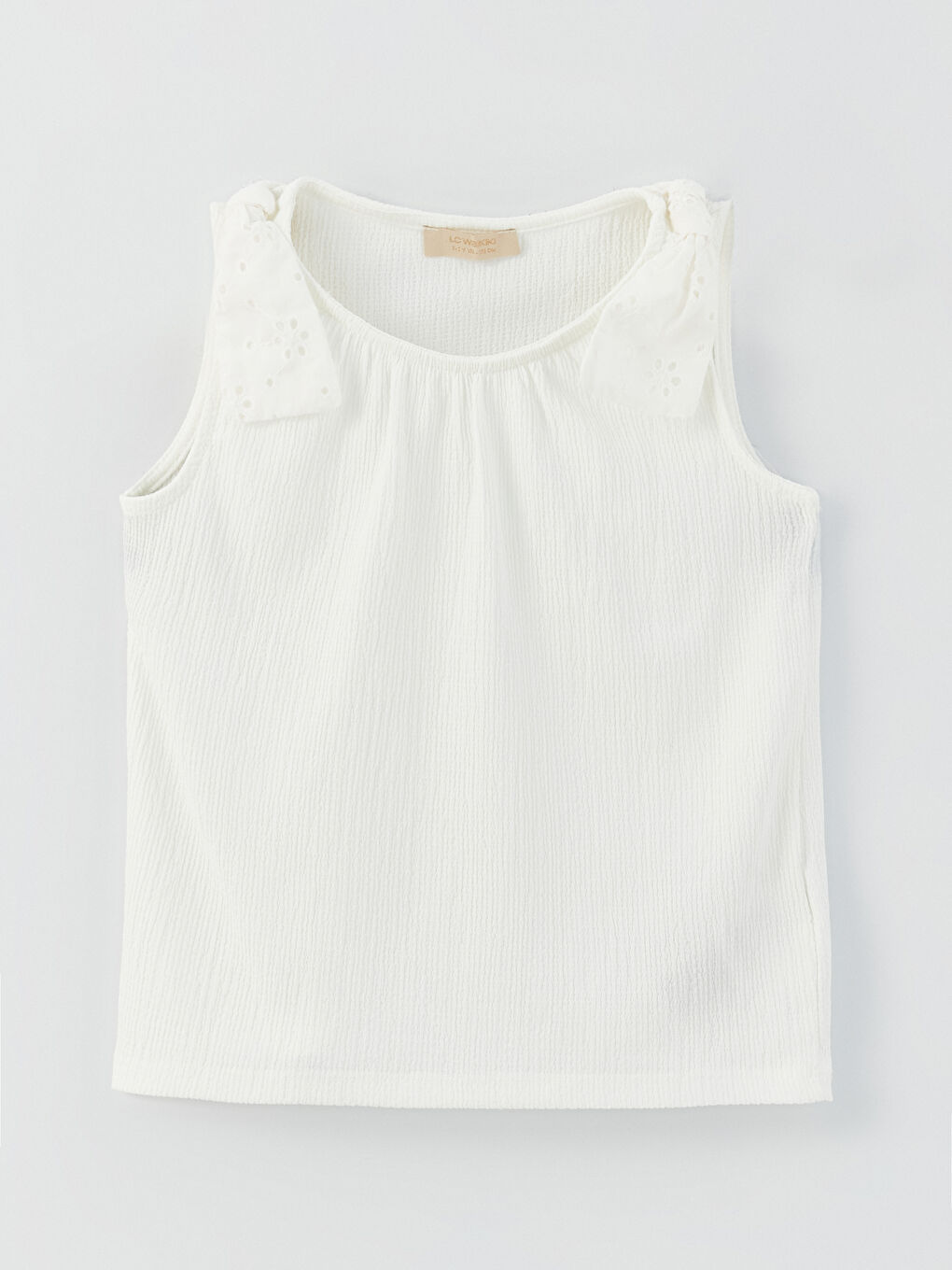 Ekru Bisiklet Yaka Kız Çocuk Atlet