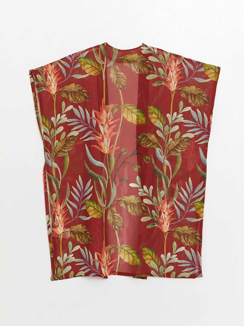 Shawl Collar Patterned Short Sleeve Women's Kimono-6