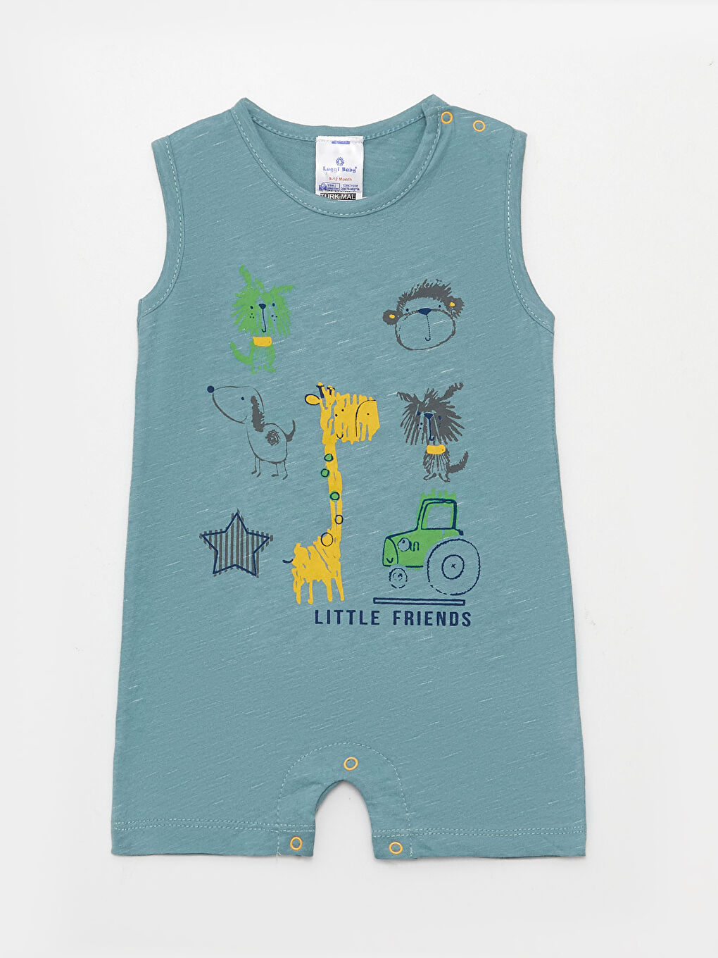 Mavi Bisiklet Yaka Baskılı Erkek Bebek Tulum