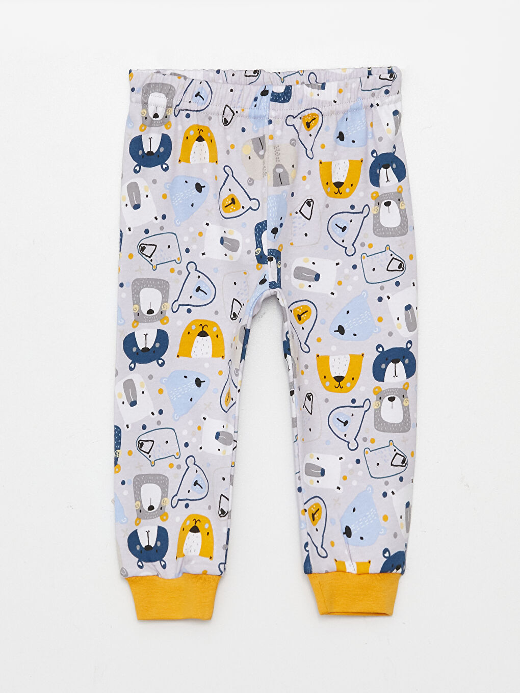 Sarı Bisiklet Yaka Uzun Kollu Baskılı Erkek Bebek Pijama Takım-2