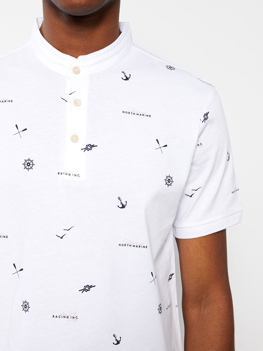 Tricou cu Guler de Judecător, Mânecă Scurtă, Cu Model, pentru Bărbați-3