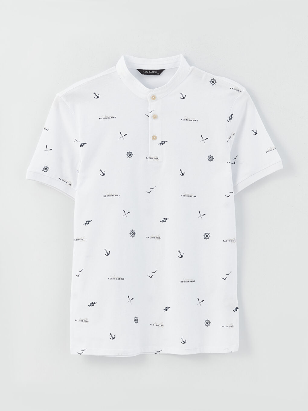 Tricou cu Guler de Judecător, Mânecă Scurtă, Cu Model, pentru Bărbați-5