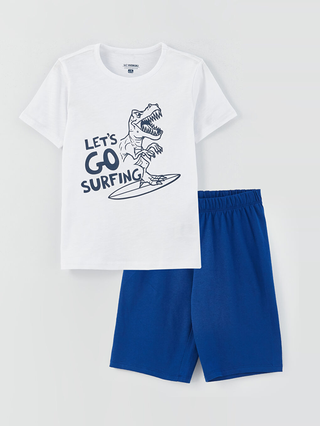 LCW Kids طقم بيجامة شورت بأكمام قصيرة مطبوع بياقة دائرية للأولاد -S3I527Z4-E5X