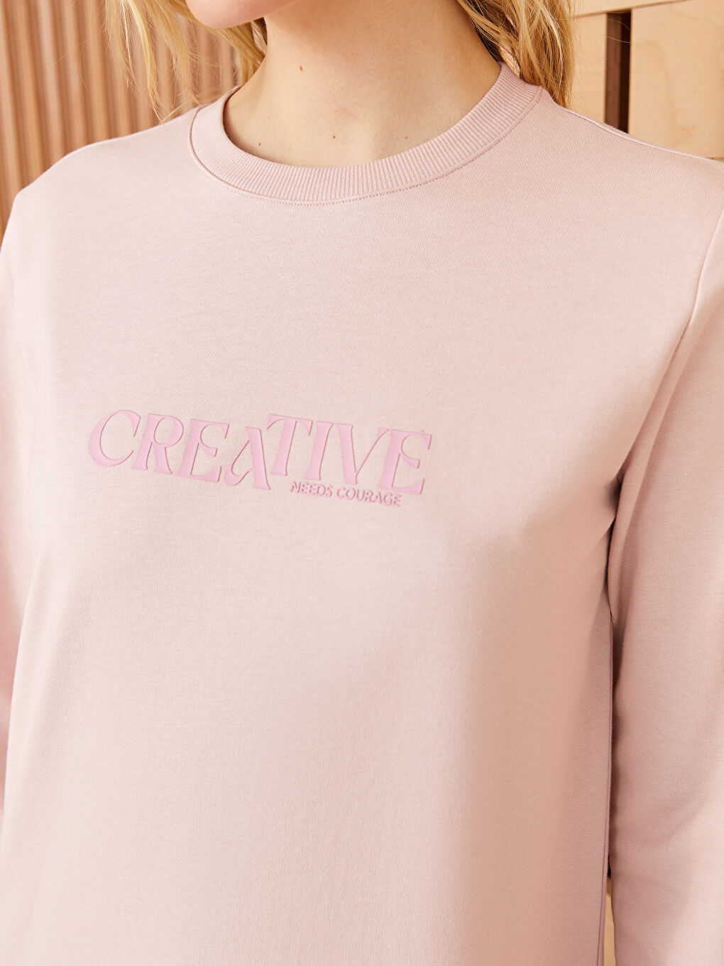 Crew Neck Printed Long Sleeve Oversize Women's Tunic-3