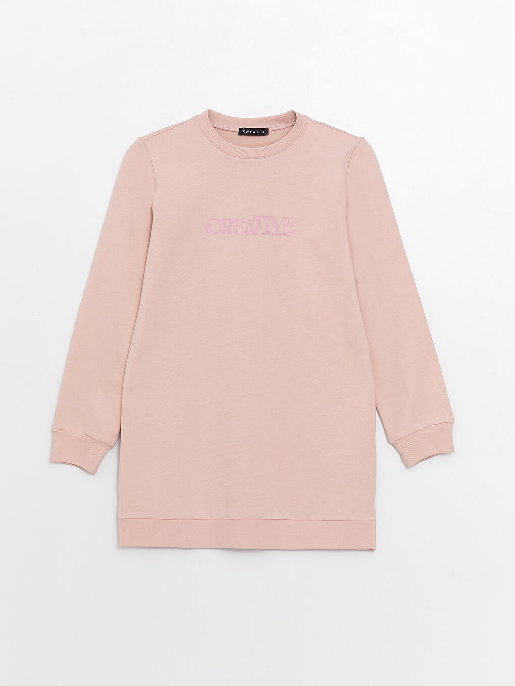 Crew Neck Printed Long Sleeve Oversize Women's Tunic-6