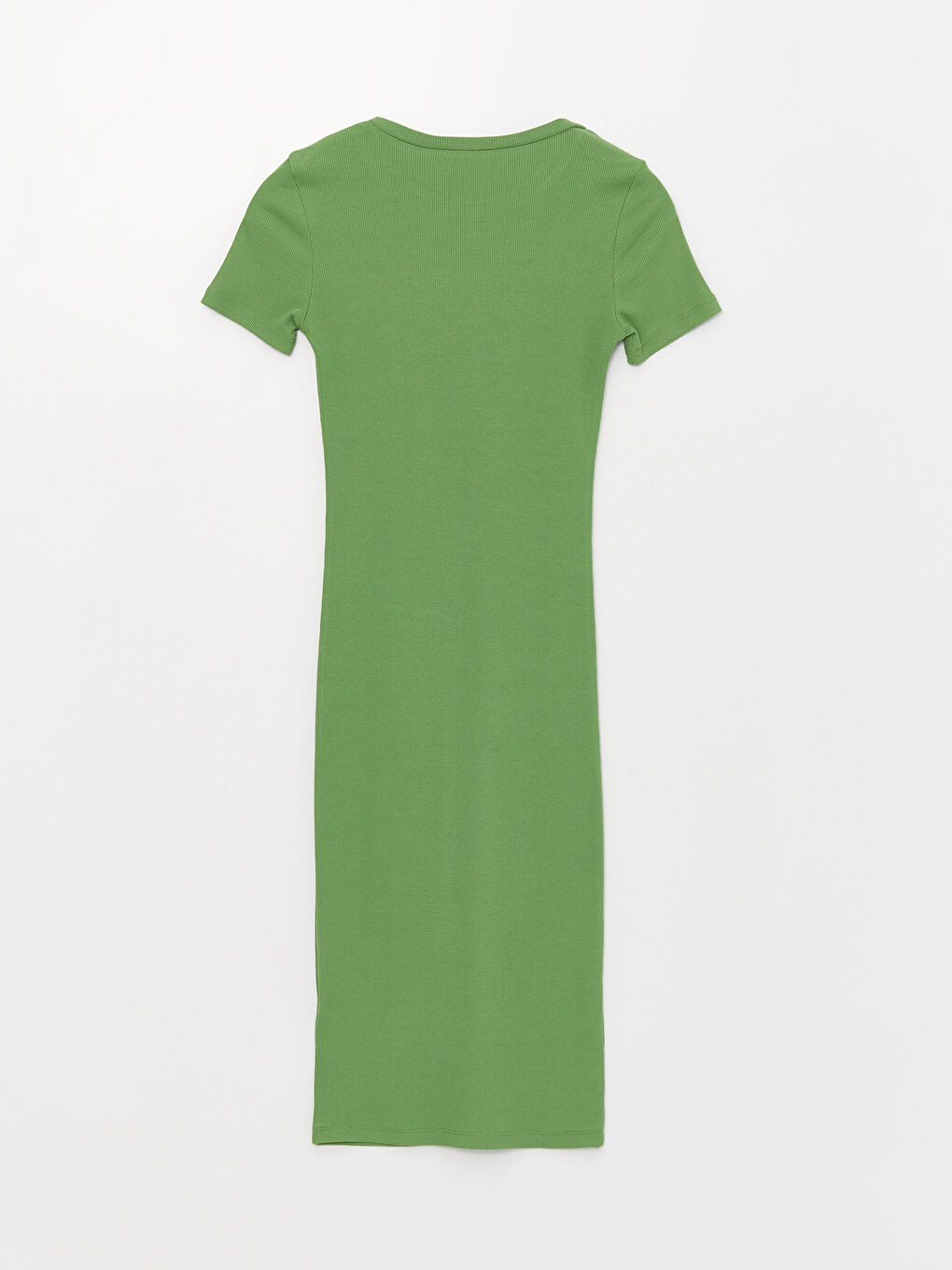 Yeşil Bisiklet Yaka Düz Kısa Kollu Kadın Bodycon Elbise-6