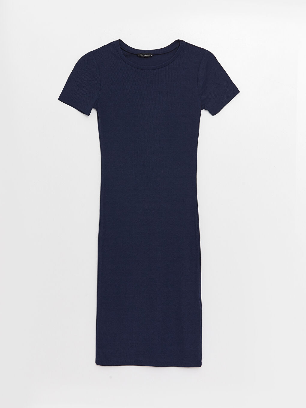 Rundhalsausschnitt Schlicht Kurzarm Damen Figurbetontes Kleid-3