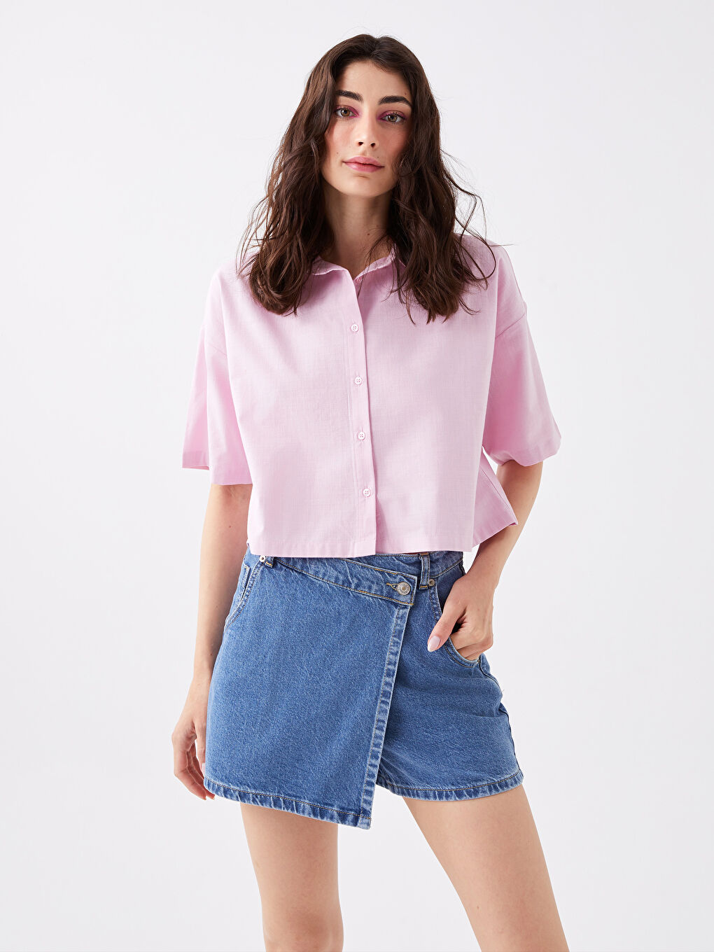 قميص واسع كم قصير للسيدات