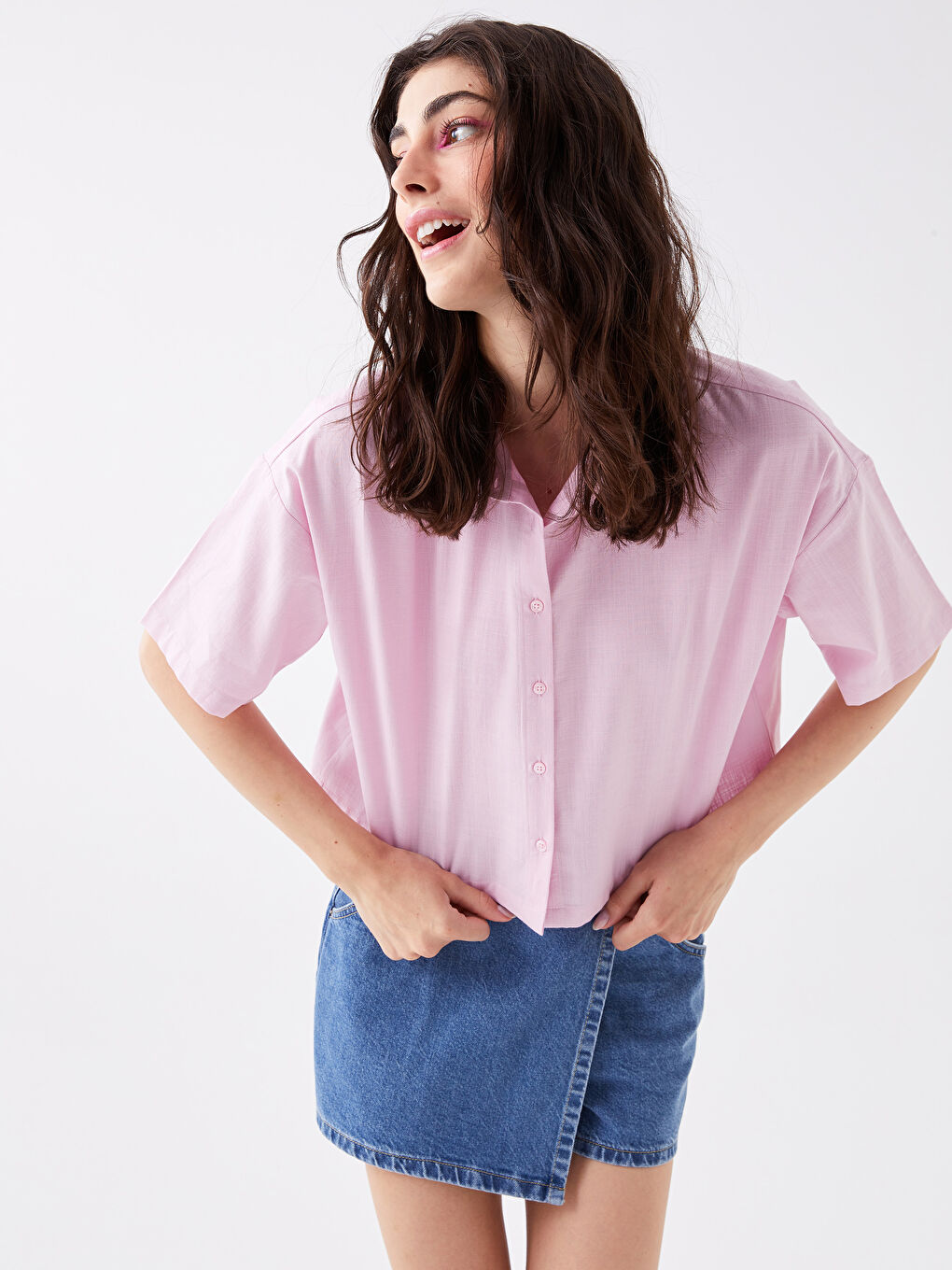 قميص واسع كم قصير للسيدات-1