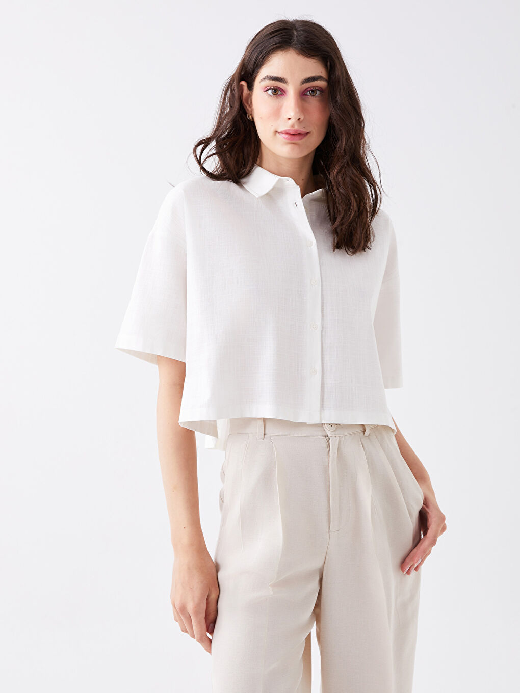 Short Sleeve Oversize Women's Shirt-1