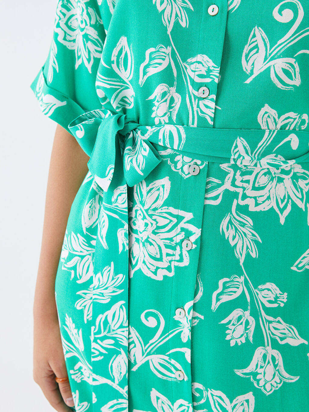 Floral Short Sleeve Women's Shirt Dress -S3I576Z8-LRR